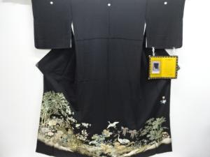 純金螺鈿箔　花鳥模様留袖(比翼付き)